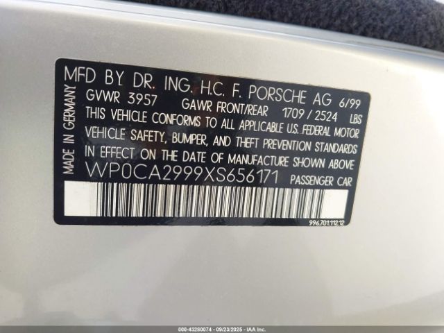 1999 PORSCHE 911 WP0CA2999XS656171 Photo 8
