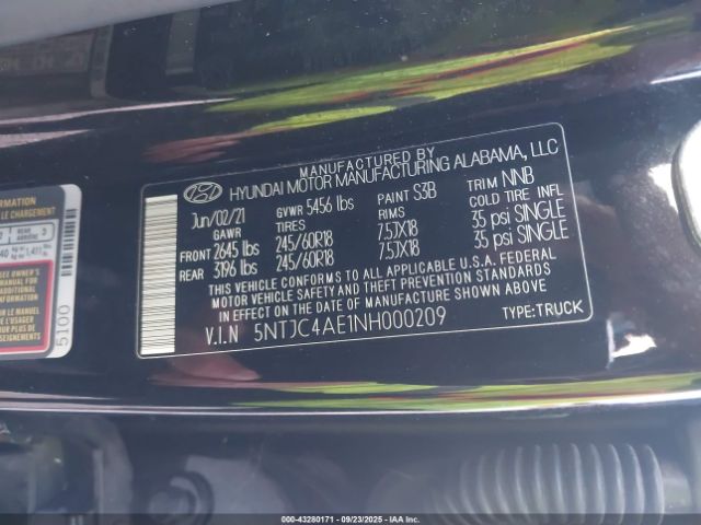 2022 HYUNDAI SANTA CRUZ 5NTJC4AE1NH000209 Photo 8