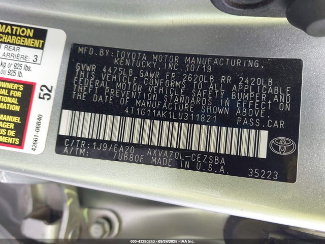4T1G11AK1LU311821 Toyota a25a-fks