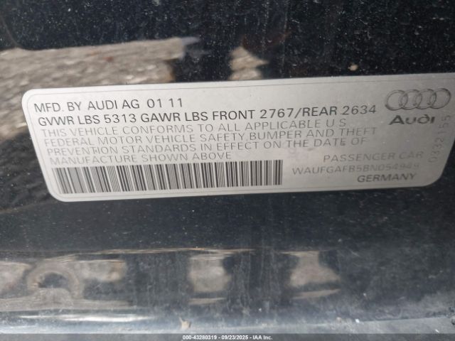 2011 AUDI A6 WAUFGAFB5BN054949 Photo 8