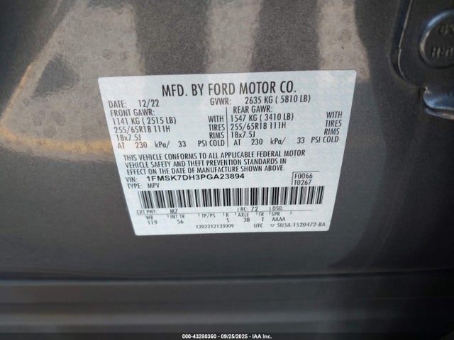 1FMSK7DH3PGA23894 Ford ti-vct