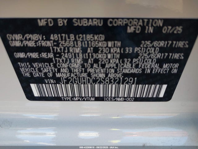 JF2GUHDC2S8321291 Subaru na