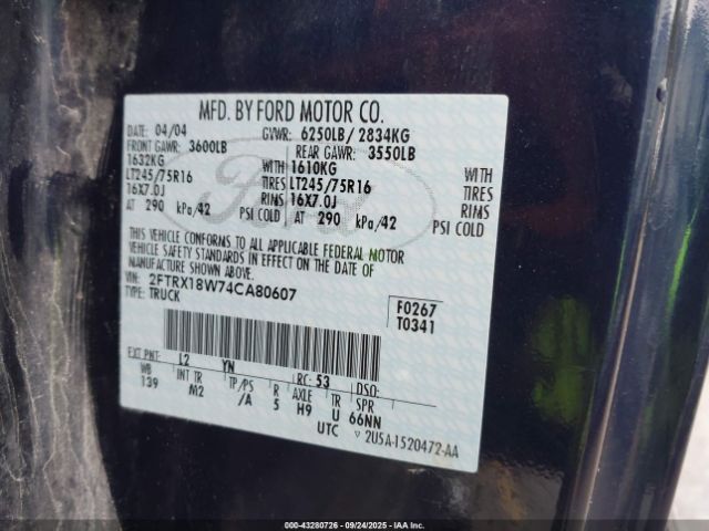 2004 FORD F-150 HERITAGE 2FTRX18W74CA80607 Photo 8