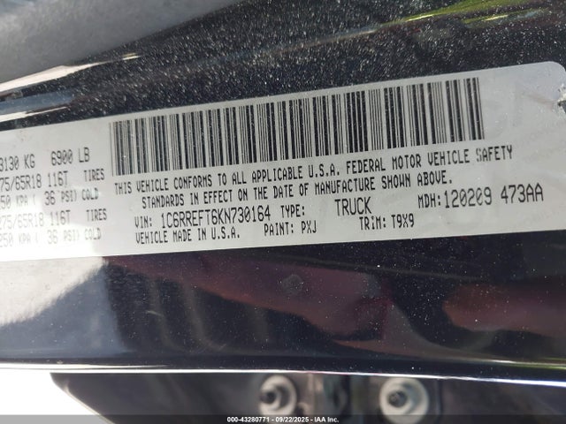 1C6RREFT6KN730164 RAM 1500 Big Horn/lone Star 4x2 5&#039;7 Box