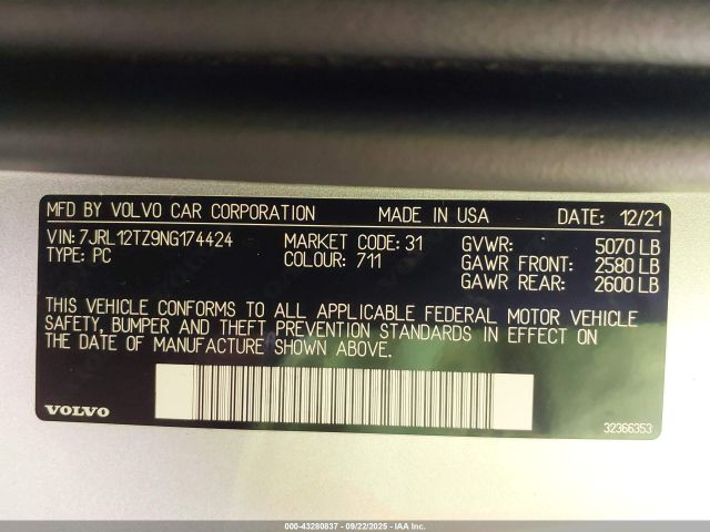 2022 VOLVO S60 7JRL12TZ9NG174424 Photo 8