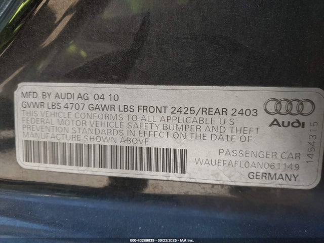 2010 AUDI A4 WAUEFAFL0AN061149 Photo 8