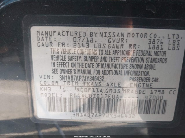 Nissan 2018 2018 3N1AB7AP7JY346432 Image 9