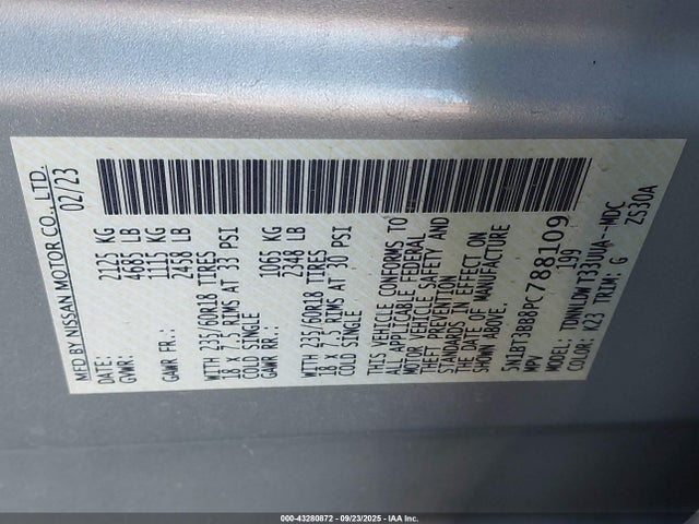 5N1BT3BB8PC788109 Nissan Rogue Sv Intelligent Awd