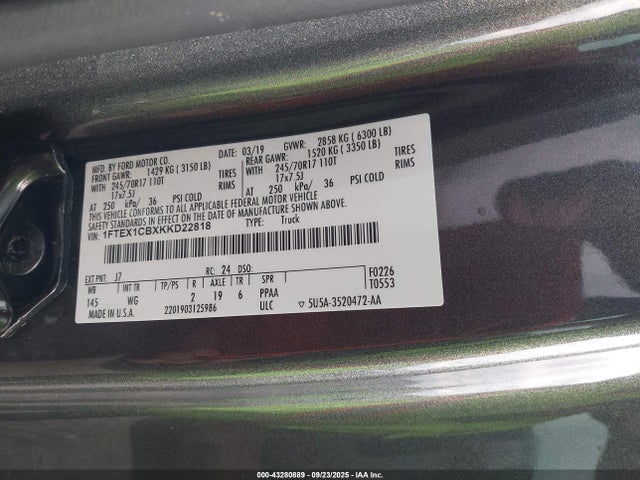 Ford 3.3l tivct 2019 1FTEX1CBXKKD22818 Image 9