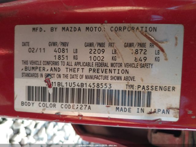 2011 MAZDA MAZDA3 JM1BL1U54B1458553 Photo 8