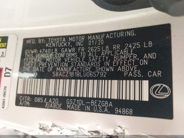 2020 LEXUS ES 350 58ACZ1B18LU065792 Photo 8