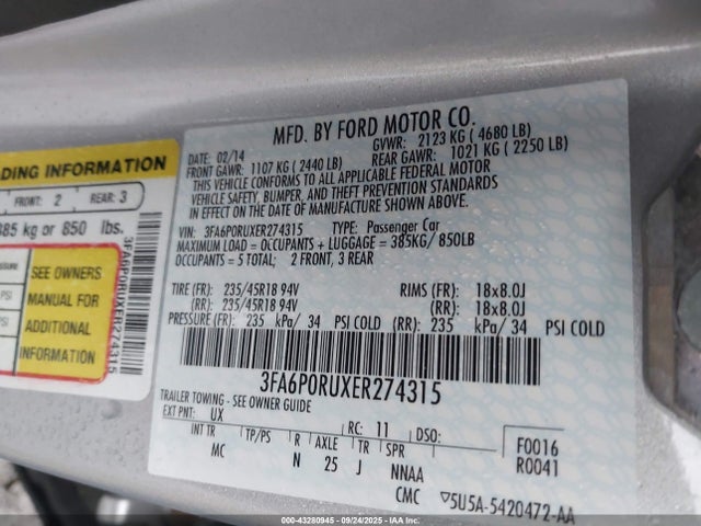 Ford 2014 2014 3FA6P0RUXER274315 Image 9