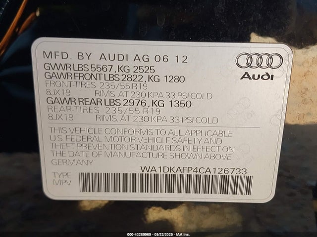 2012 AUDI Q5 WA1DKAFP4CA126733 Photo 8