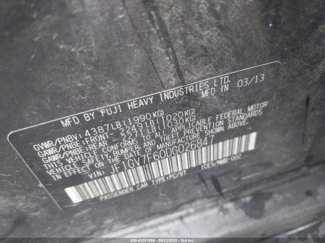 2013 SUBARU IMPREZA WRX JF1GV7F60DG026847 Photo 8