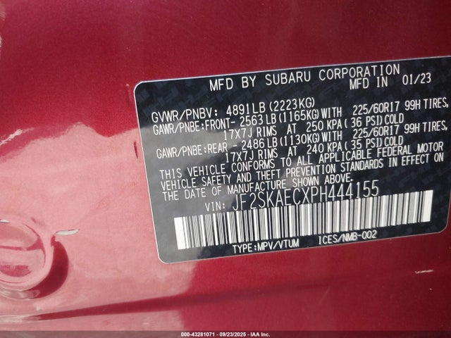 Subaru na u5 2023 JF2SKAECXPH444155 Image 9