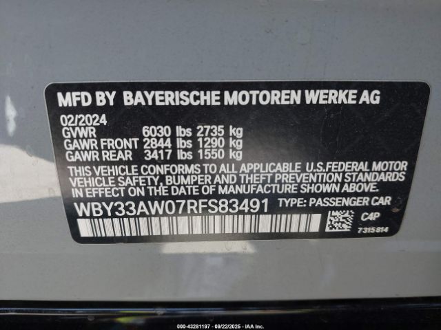 2024 BMW I4 WBY33AW07RFS83491 Photo 8