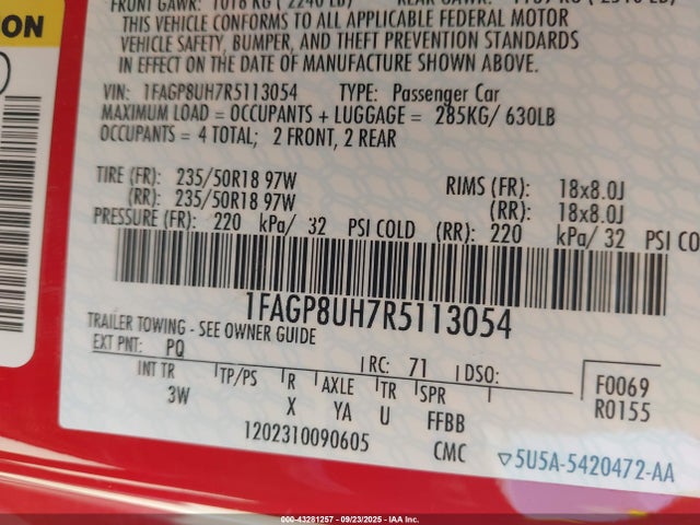 Ford 4v 2024 1FAGP8UH7R5113054 Image 9
