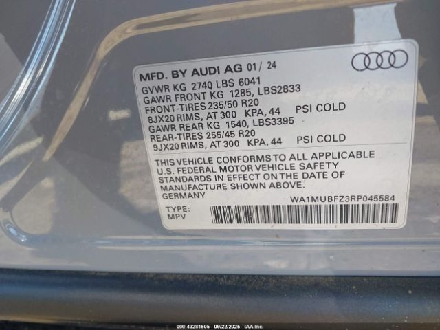 2024 AUDI Q4 E-TRON WA1MUBFZ3RP045584 Photo 8