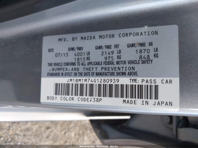 JM1BM1M74G1280939 Mazda pe