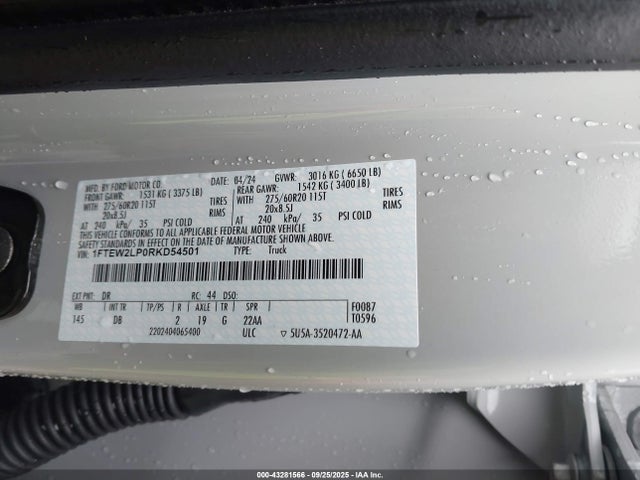 Aukcja sprzedaży 2024 Ford F-150 Stx, vin: 1FTEW2LP0RKD54501, numer aukcji: 43281566