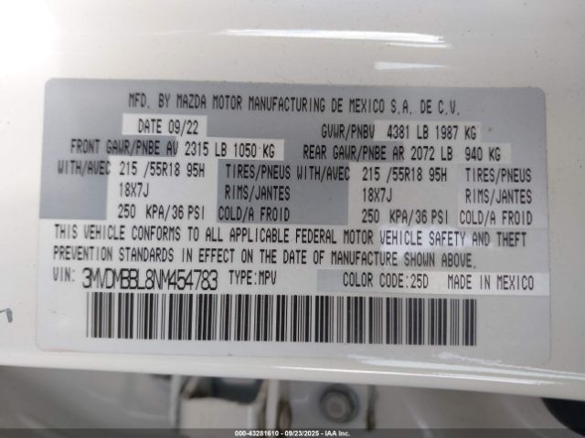 2022 MAZDA CX-30 3MVDMBBL8NM454783 Photo 8