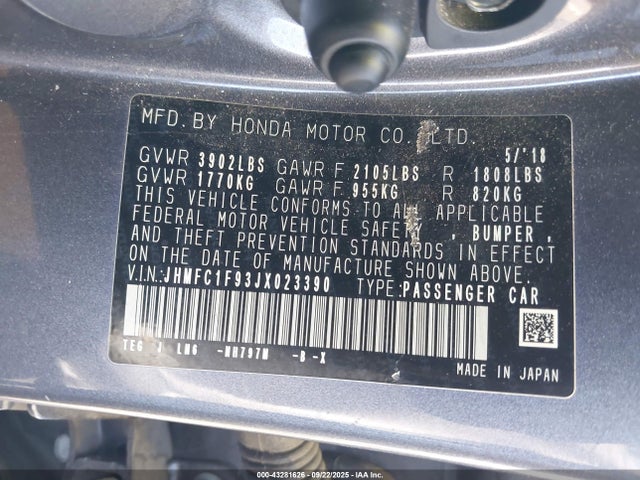 JHMFC1F93JX023390 Honda l15b7