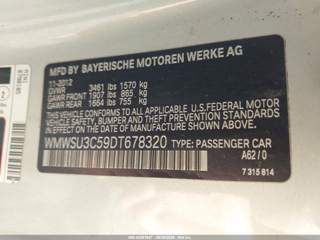 2013 MINI HARDTOP WMWSU3C59DT678320 Photo 8