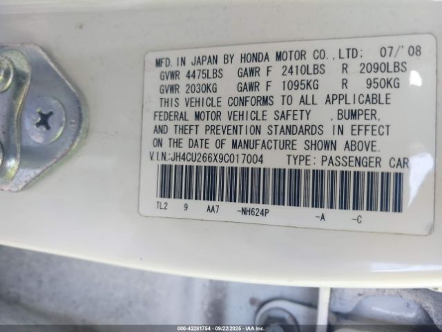 2009 ACURA TSX JH4CU266X9C017004 Photo 8