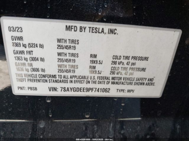 2023 TESLA MODEL Y 7SAYGDEE9PF741062 Photo 8