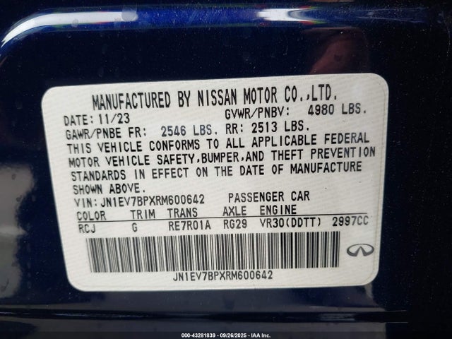 2024 INFINITI Q50 JN1EV7BPXRM600642 Photo 8