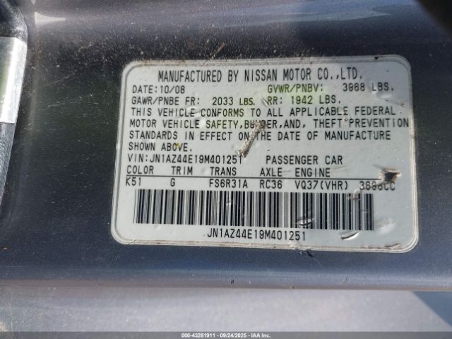 2009 NISSAN 370Z JN1AZ44E19M401251 Photo 8