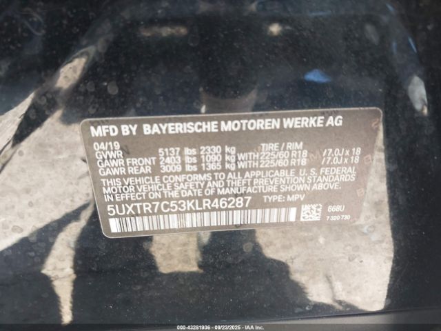2019 BMW X3 5UXTR7C53KLR46287 Photo 8