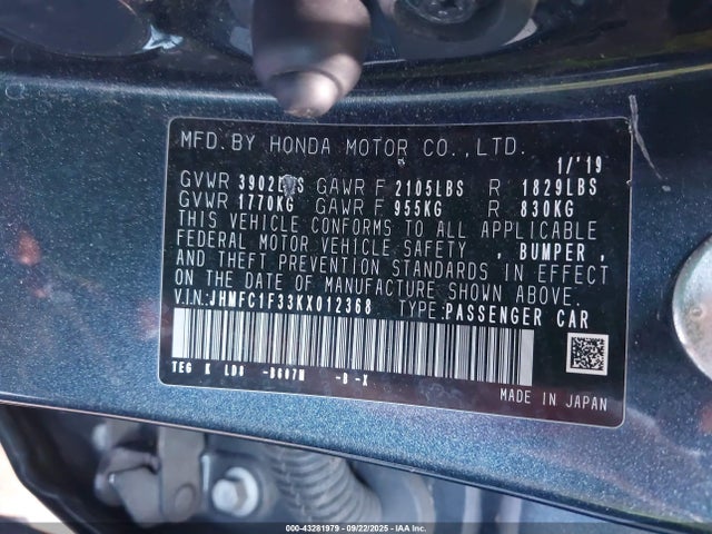 Honda l15b7/l15by 2019 JHMFC1F33KX012368 Image 9