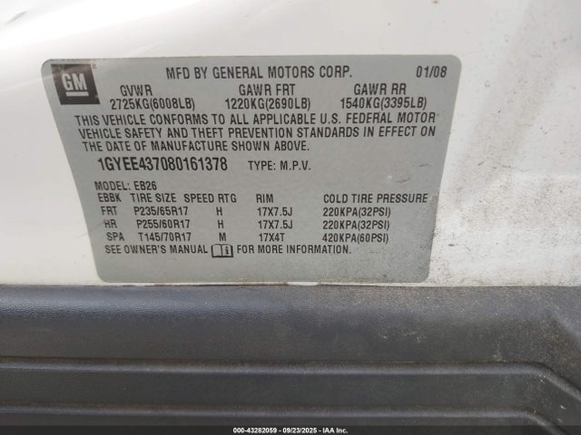 2008 CADILLAC SRX 1GYEE437080161378 Photo 8