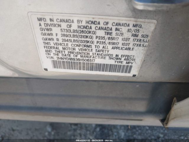 2006 ACURA MDX 2HNYD18936H506517 Photo 8