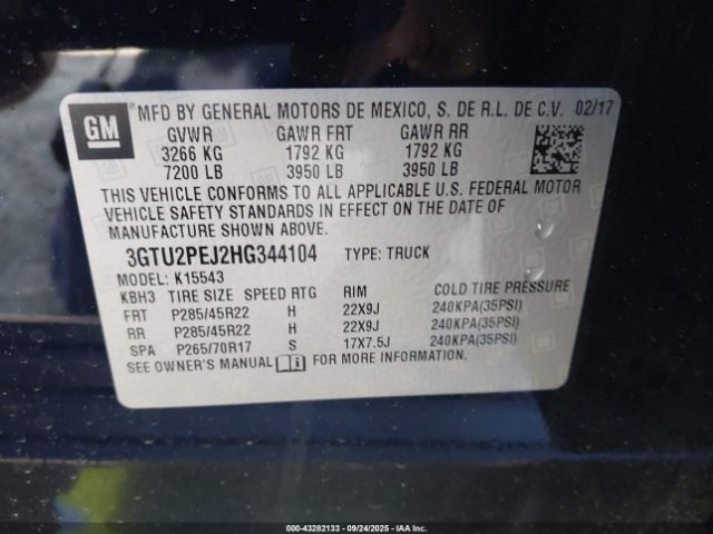 2017 GMC SIERRA 1500 3GTU2PEJ2HG344104 Photo 8