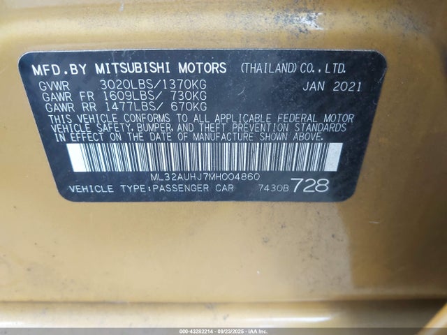 2021 MITSUBISHI MIRAGE ML32AUHJ7MH004860 Photo 8