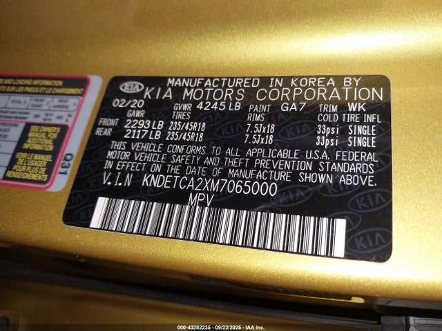 KIA gamma t-gdi 2021 KNDETCA2XM7065000 Image 9