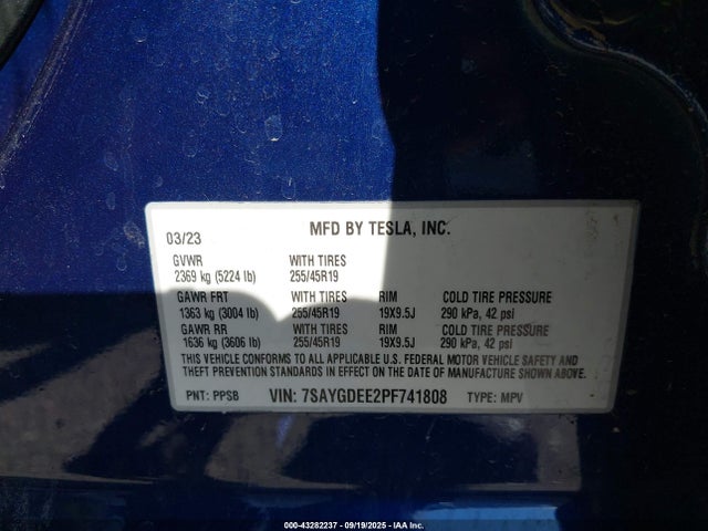 2023 TESLA MODEL Y 7SAYGDEE2PF741808 Photo 8