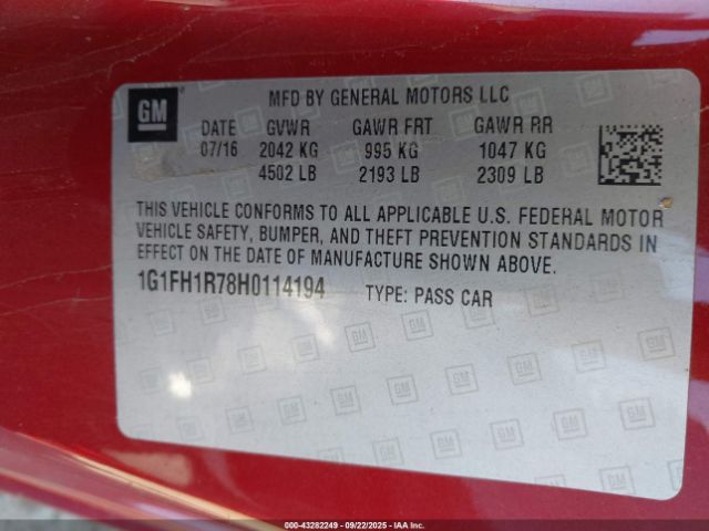 2017 CHEVROLET CAMARO 1G1FH1R78H0114194 Photo 8