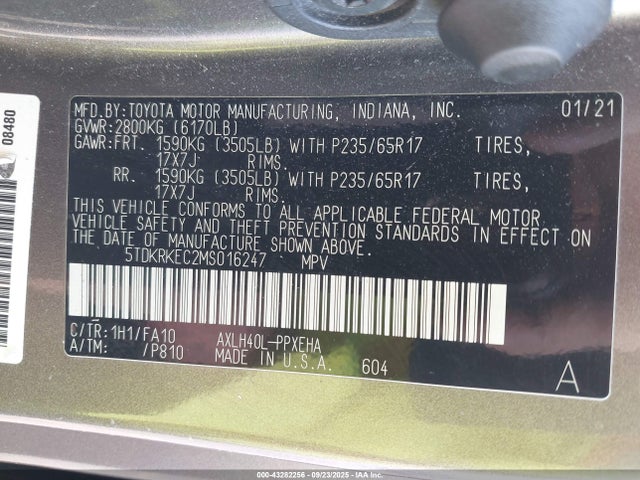 Toyota SIENNA LE 2021 5TDKRKEC2MS016247 Image 9