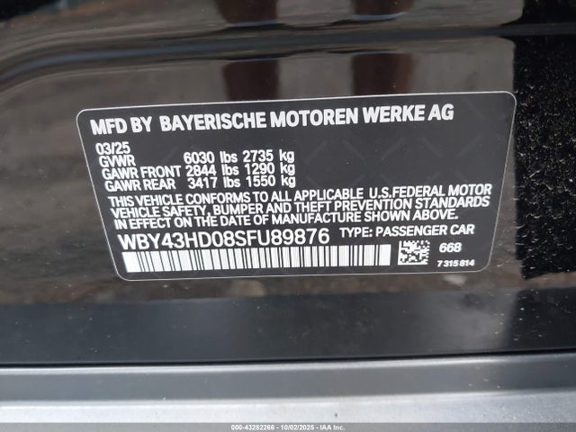 WBY43HD08SFU89876 BMW 2025