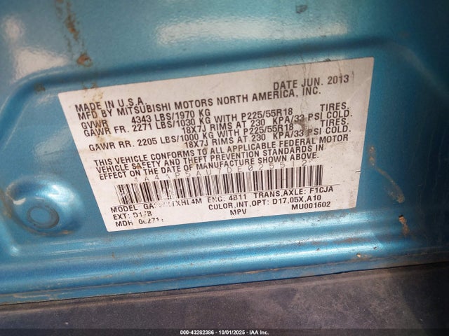 2013 MITSUBISHI OUTLANDER SPORT 4A4AP5AU7DE025512 Photo 8