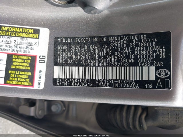 Toyota 2zr-fae 2014 2T1BPRHE9EC222493 Image 9