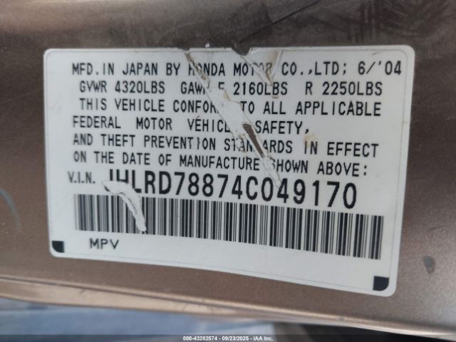 2004 HONDA CR-V JHLRD78874C049170 Photo 8