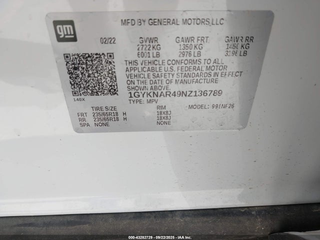 2022 CADILLAC XT5 1GYKNAR49NZ136789 Photo 8