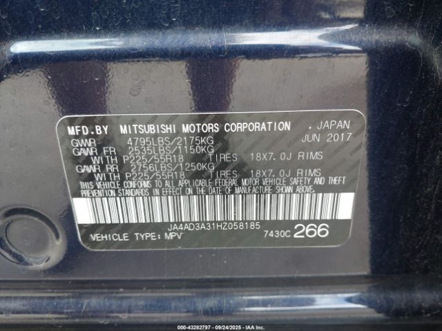 2017 MITSUBISHI OUTLANDER JA4AD3A31HZ058185 Photo 8