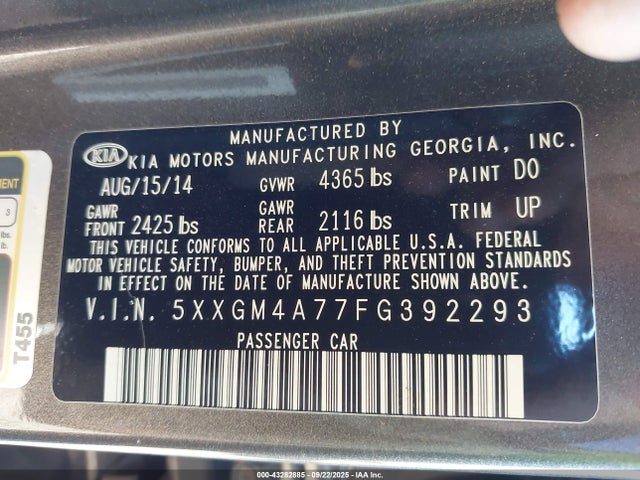 5XXGM4A77FG392293 KIA dohc gdi theta ii