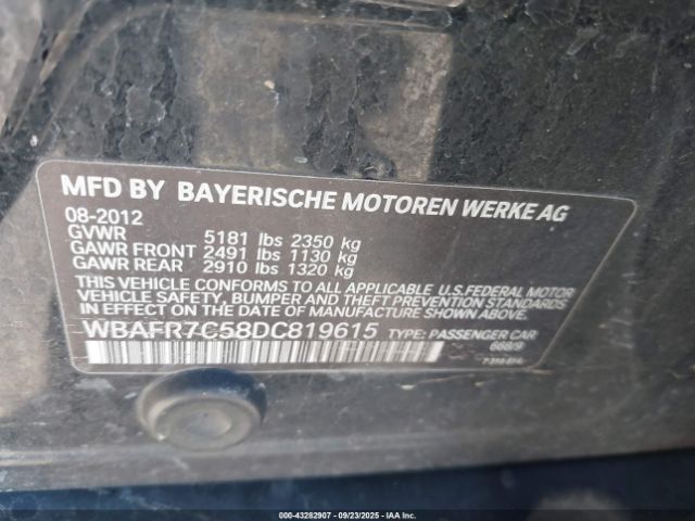 2013 BMW 535I WBAFR7C58DC819615 Photo 8