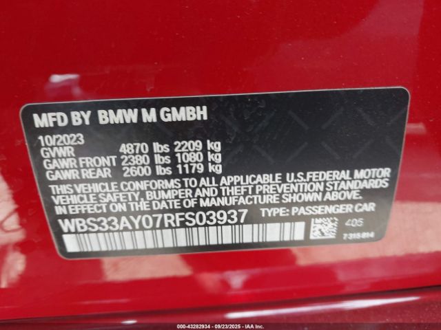 2024 BMW M3 WBS33AY07RFS03937 Photo 8